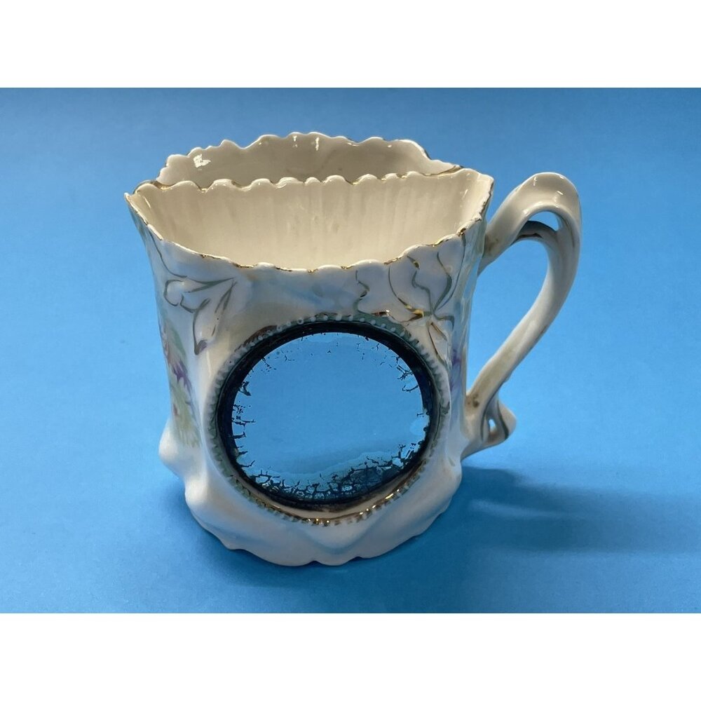 VTG R.S. Prussia Carnation Mold Porcelain Mustache Shaving Mug Floral Antique